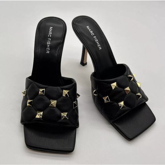 MARC FISHER Womens NEW Dacorin Gold Stud Embellished Slide Heels Sandals Size 9 - Picture 3 of 9